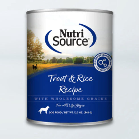Nutrisource Wet Dog Food - Trout & Rice - 13oz Can