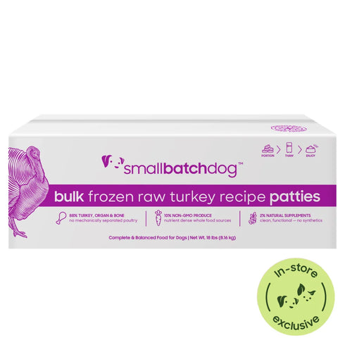 smallbatch Frozen Patties Raw Dog Food - Turkey - 18lb Box