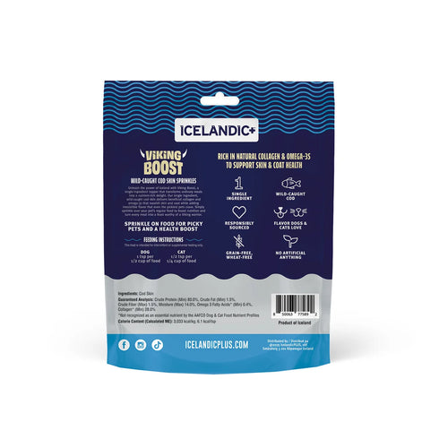Icelandic+ Viking Boost Skin & Coat Dog Food Topper - Cod Skin - 4oz Pouch