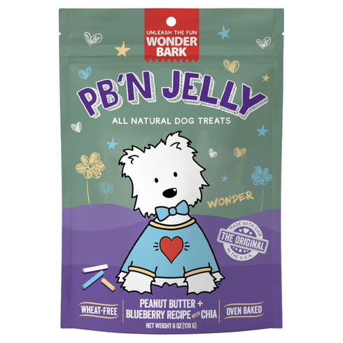 Wonder Bark PB'N Jelly Dog Treats - Peanut Butter & Blueberry - 6oz Pouch
