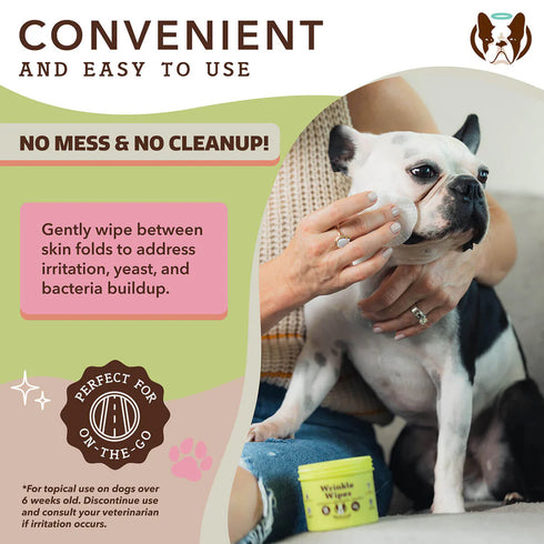 Natural Dog Company Wrinkle Wipes Dog Grooming Wipes - 50 Count