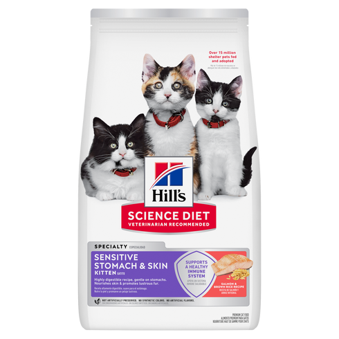 Hill's Science Diet Kitten Sensitive Stomach & Skin Dry Cat Food - Salmon & Brown Rice - 6lb Bag