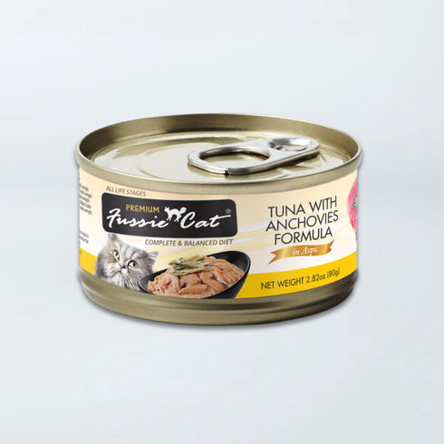Fussie Cat Premium Wet Cat Food - Tuna With Anchovies In Aspic - 5.5oz Can