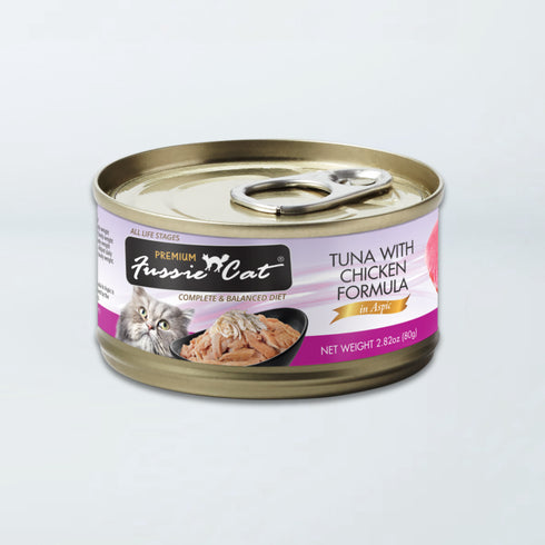 Fussie Cat Premium Wet Cat Food - Tuna With Chicken In Aspic - 5.5oz Can