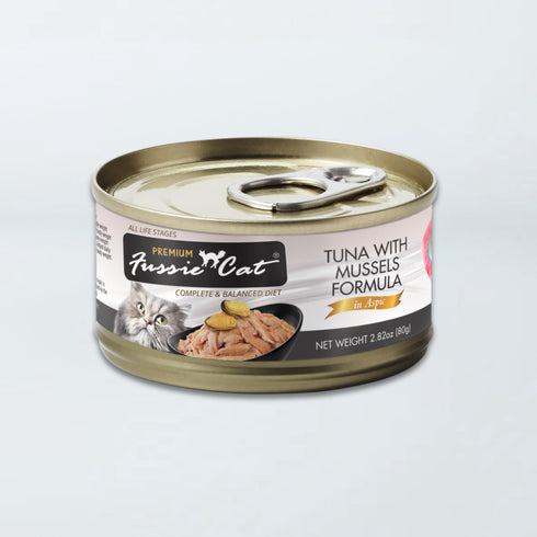 Fussie Cat Premium Wet Cat Food - Tuna With Mussels In Aspic - 2.8oz Can
