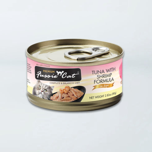 Fussie Cat Premium Wet Cat Food - Tuna With Shrimp In Aspic - 2.8oz Can