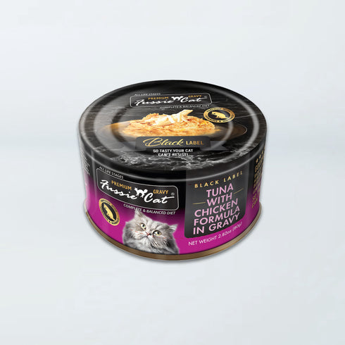 Fussie Cat Black Label Wet Cat Food - Tuna & Chicken in Gravy - 2.82oz Can
