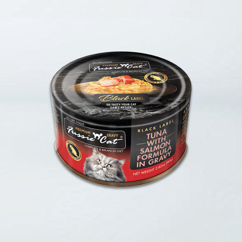Fussie Cat Black Label Wet Cat Food - Tuna & Salmon in Gravy - 2.82oz Can