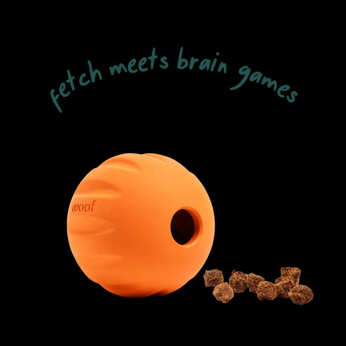 Woof Fllyball Treat Puzzle Dog Toy - Orange