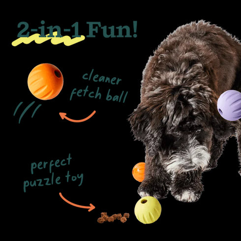 Woof Fllyball Treat Puzzle Dog Toy - Yellow