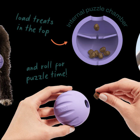 Woof Fllyball Treat Puzzle Dog Toy - Yellow