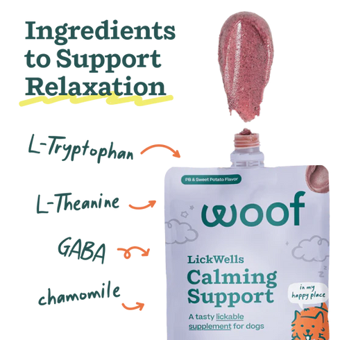 Woof Calming Support LickWells Dog Supplment - 12oz Squeeze Pouch