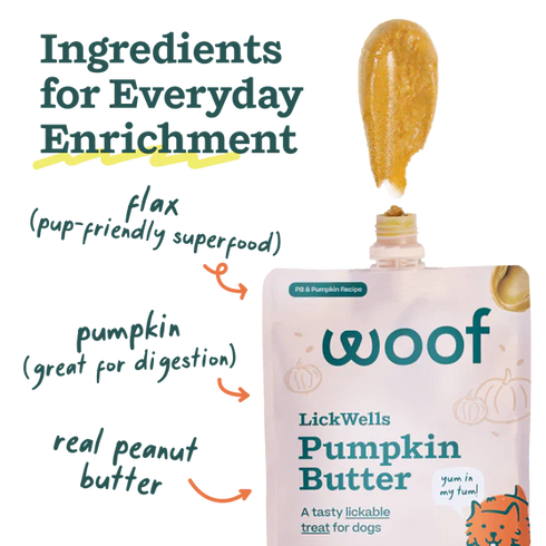 Woof LickWells Dog Treats - Pumpkin Butter - 12oz Pouch