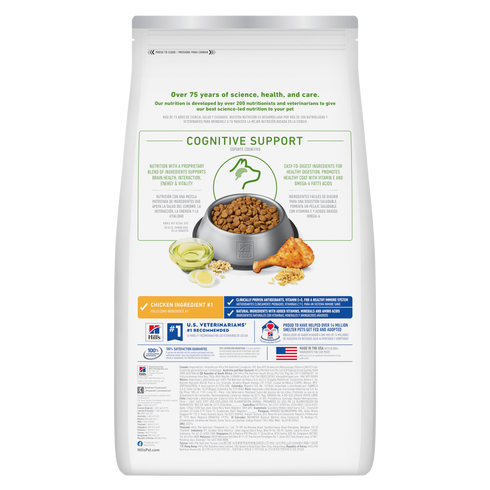 Hill's Science Diet Adult 7+ Senior Vitality Dry Dog Food - Chicken & Rice - 21.5lb Bag
