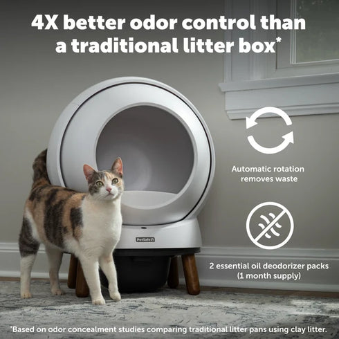 PetSafe ScoopFree Smart Spin Smart Self Cleaning Cat Litter Box - White