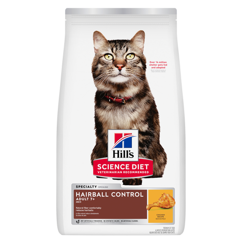 Hill's Science Diet Adult 7+ Hairball Control Dry Cat Food - Chicken - 7lb Bag
