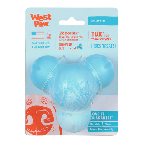 West Paw Tux Enrichment Dog Toy - Large - Aqua Swirl