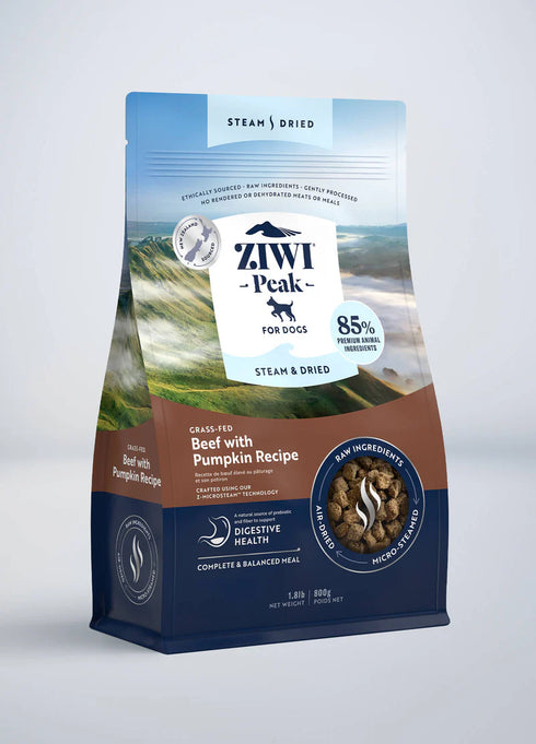 Ziwi Peak Steam-Dried Dog Food - Beef & Pumpkin - 1.8lb Bag