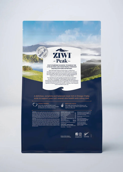 Ziwi Peak Steam-Dried Cat Food - Beef & Southern Blue Whiting - 4.9lb Bag