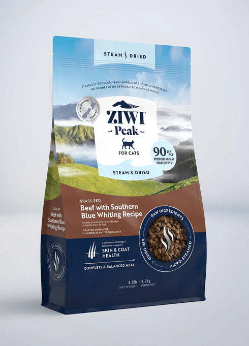 Ziwi Peak Steam-Dried Cat Food - Beef & Southern Blue Whiting - 4.9lb Bag