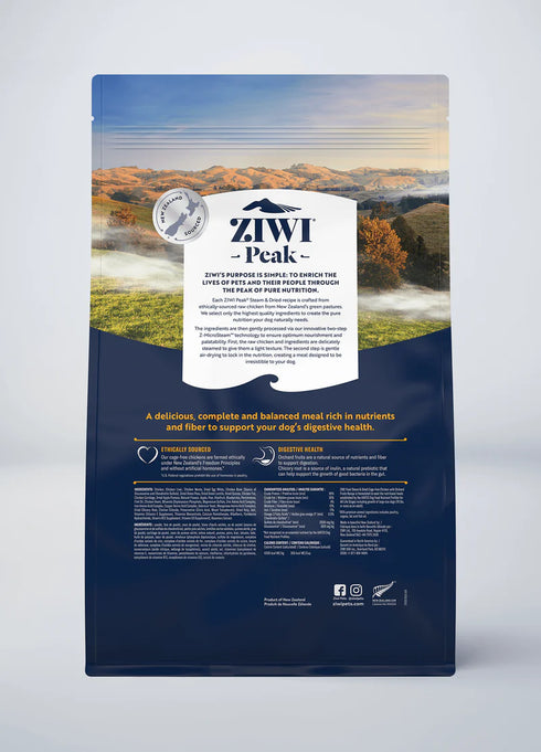 Ziwi Peak Steam-Dried Dog Food - Chicken & Orchard Fruits - 3.3lb Bag