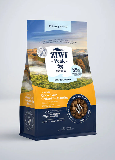 Ziwi Peak Steam-Dried Dog Food - Chicken & Orchard Fruits - 1.8lb Bag