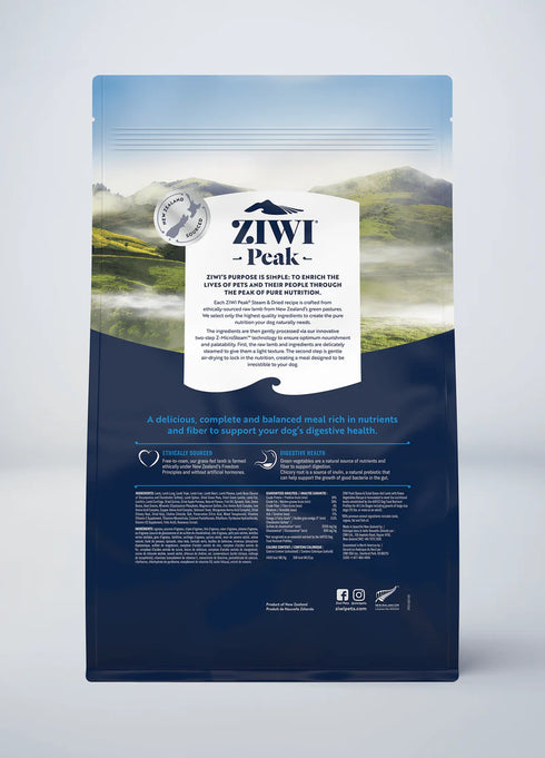 Ziwi Peak Steam-Dried Dog Food - Lamb & Green Vegetables - 3.3lb Bag
