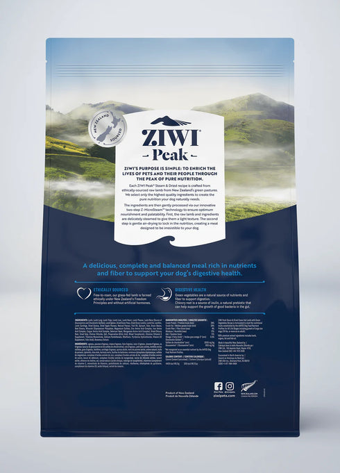 Ziwi Peak Steam-Dried Dog Food - Lamb & Green Vegetables - 7.1lb Bag