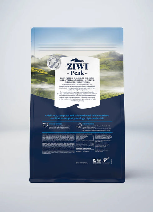 Ziwi Peak Steam-Dried Dog Food - Lamb & Green Vegetables - 1.8lb Bag
