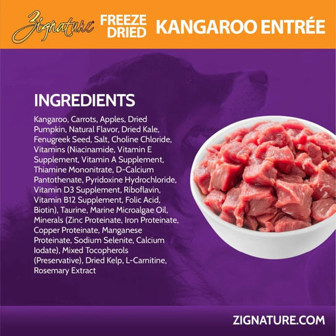 Zignature Freeze Dried Dog Food - Kangaroo - 4oz Bag