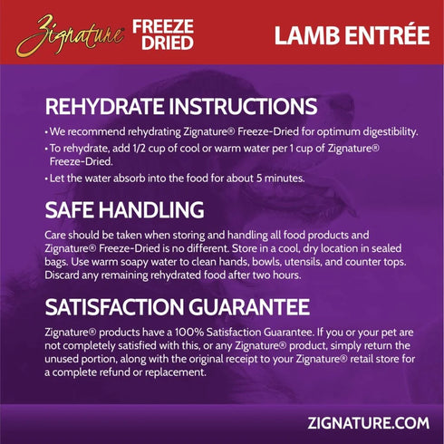 Zignature Freeze Dried Dog Food - Lamb - 4oz Bag