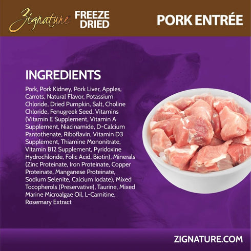 Zignature Freeze Dried Dog Food - Pork - 12.5oz Bag