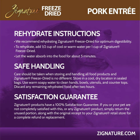 Zignature Freeze Dried Dog Food - Pork - 12.5oz Bag
