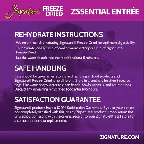 Zignature Freeze Dried Dog Food - Zssentials - 12.5oz Bag