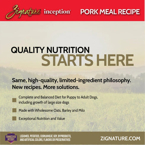 Inception Dry Dog Food - Pork - 4lb Bag