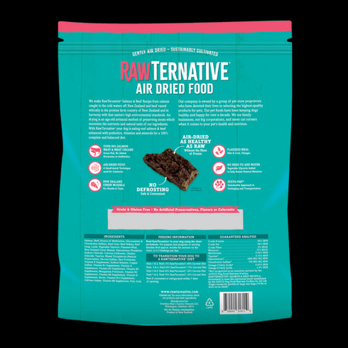 Rawternative Air Dried Raw Dog Food - Salmon & Beef - 1lb Bag