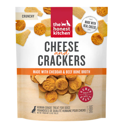The Honest Kitchen Cheese & Crackers Dog Treats - Cheddar & Beef Bone Broth - 3.5oz Pouch