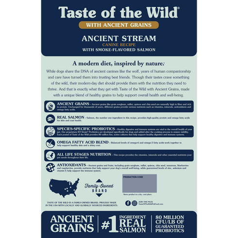 Taste of the Wild Ancient Stream Dry Dog Food - Smoke Flavored Salmon - 28lb Bag