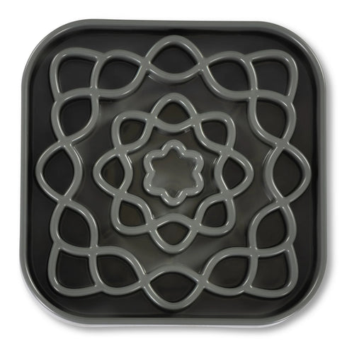 Messy Mutts Cat Interactive Feeder - Square - Grey