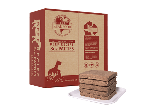 Steve's Real Food Frozen Raw Dog Food - 8oz Beef Patties - 14lb Box