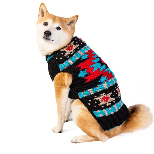 Chilly Dog Knitted Dog Sweater - XX-Small - Black Southwest