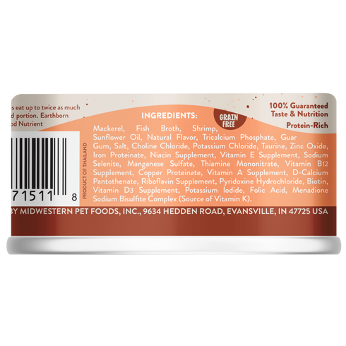 Earthborn Holistic Wet Cat Food - Catalina Catch Mackerel & Shrimp - 5.5oz Can