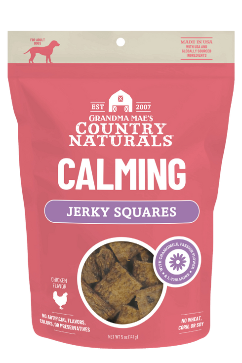 Grandma Mae's Country Naturals Jerky Squares Calming Dog Treats - Chicken - 5oz Pouch