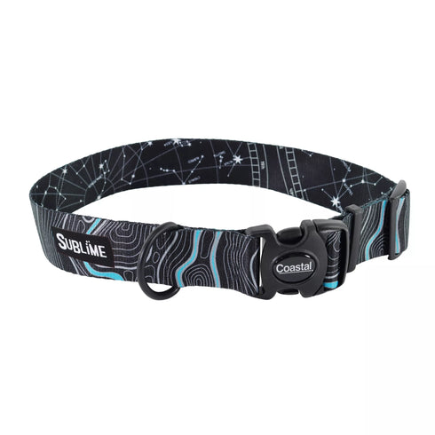 Coastal Sublime Adjustable Dog Collar - Large 1 1/2" x 18-26" - Topography Sky
