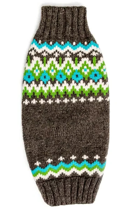 Chilly Dog Knitted Dog Sweater - Small - Charcoal Fairsle