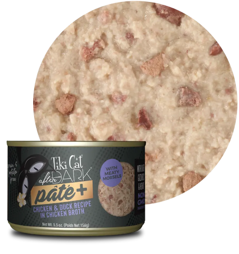 Tiki Cat After Dark Pate+ Wet Cat Food - Chicken & Duck in Broth - 2.8oz Can