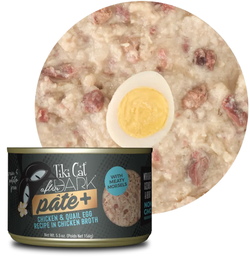 Tiki Cat After Dark Pate+ Wet Cat Food - Chicken & Quail Egg in Broth- 2.8oz Can