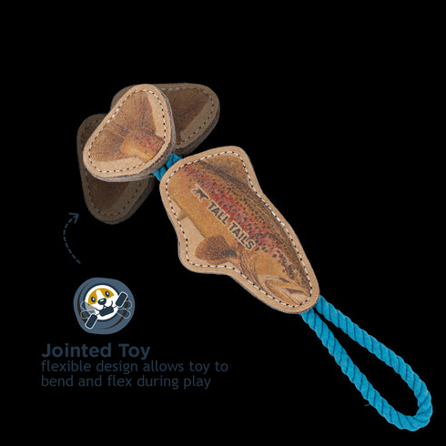 Tall Tails Natural Leather Jointed Trout Tug Dog Toy