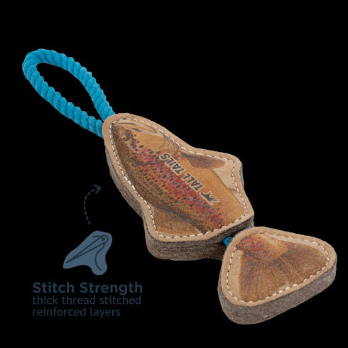 Tall Tails Natural Leather Jointed Trout Tug Dog Toy