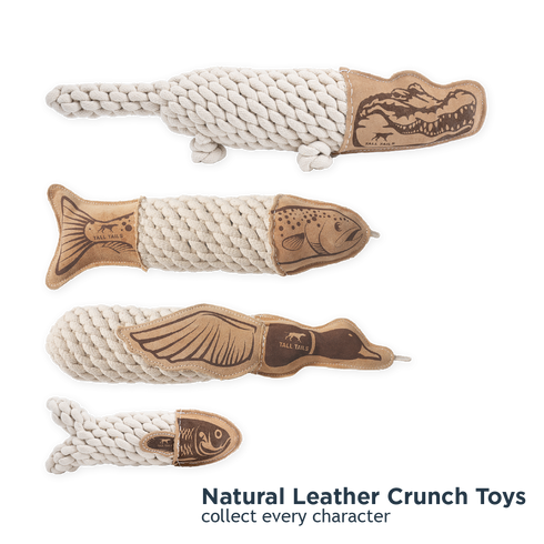Tall Tails Natural Leather Crunch Crocodile Rope Dog Toy - 20"